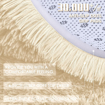 OLANLY Soft Fluffy Shaggy Bedside Rug - Machine Washable 2x3 Entryway Carpet in Cream for Kids & Nursery Decor