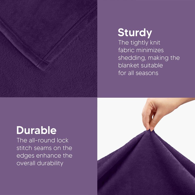 Utopia Bedding Fleece Blanket Full Size Purple 300GSM Luxury Fuzzy Soft Anti-Static Microfiber Bed Blanket (90x84 Inch)