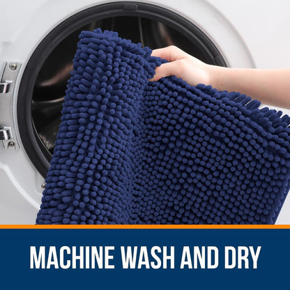 OLANLY Large Bath Rugs - Soft Absorbent Chenille with Rubber Backing | Quick Dry, Machine Washable, 70x46, Twilight Sapphire