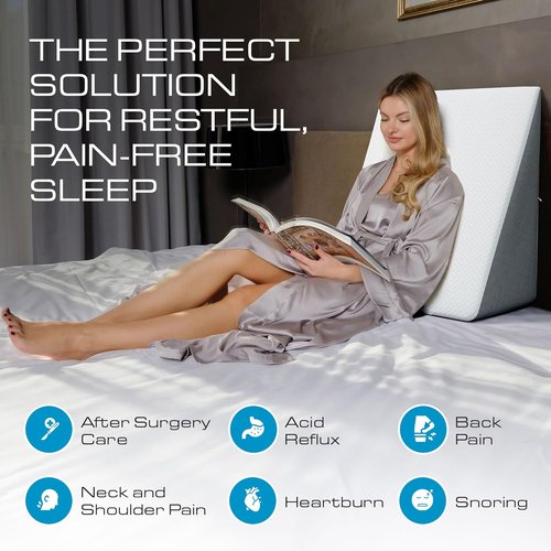 Kolbs Bed Wedge Pillow - Chic Jacquard Cover for Acid Reflux Relief | 12" Height