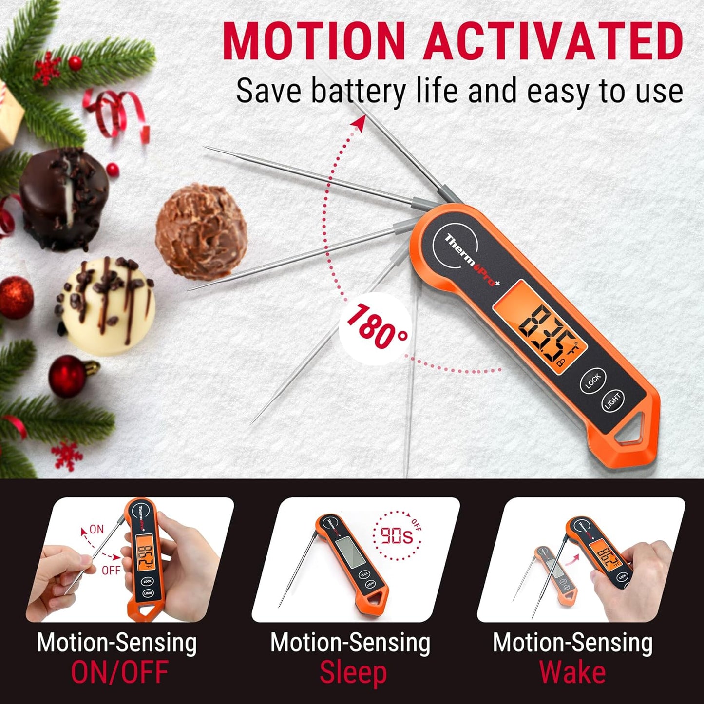 ThermoPro TP19H Digital Meat Thermometer - Ambidextrous Backlit Display | Rechargeable Salt & Pepper Grinder Set