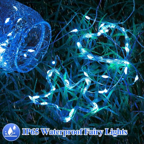Lakumu Fairy Lights - 6-Pack Battery Operated 20 LED Waterproof Silver Wire String Lights | 7FT Blue for Mason Jars & Party Decor