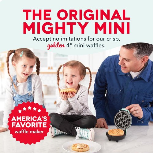 Dash Mini Waffle Maker - Compact Electric Iron for Easy Homemade Treats - Nonstick & Easy to Clean - Aqua