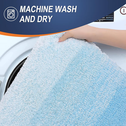 OLANLY Bath Rugs - Extra Soft Microfiber Mat with Rubber Backing | Quick Dry, Machine Washable, 34x21, Sky Blue