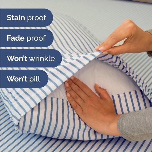 King Size 4 Piece Sheet Set - Comfy Cooling Bed Sheets - Luxury Hotel Quality | Deep Pockets, Soft, Wrinkle-Free - Blue Stripes