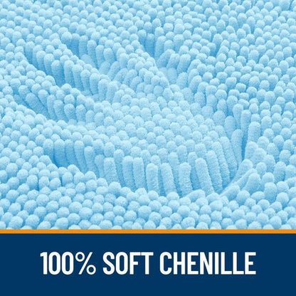 OLANLY Bathroom Rugs 47x20, Extra Soft Absorbent Chenille Bath Rugs, Rubber Backing Quick Dry, Machine Washable Bath Mats for Bathroom Floor, Tub and Shower, Home Decor Accessories, Sky Blue
