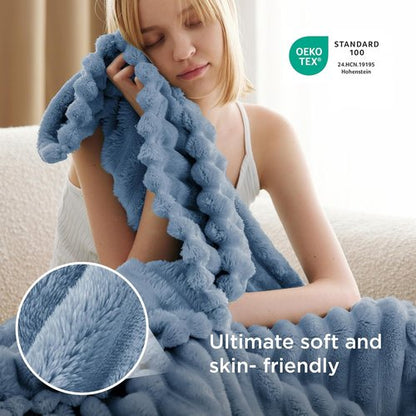 Bedsure GentleSoft Fall Throw Blanket - Cozy Blue Blanket for Couch, Perfect for Women & Girls, 50x60 Inches