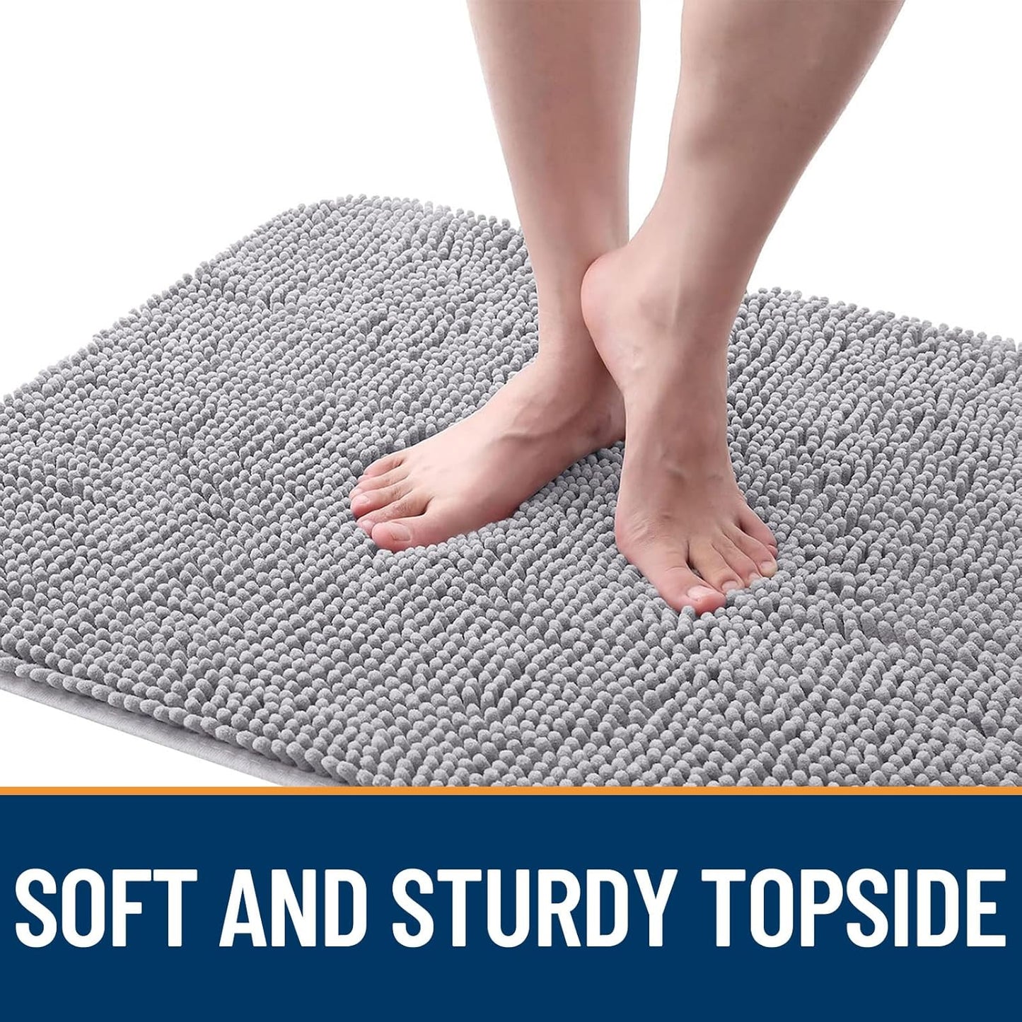 OLANLY Dog Door Mat - Absorbent Non-Slip Chenille Mat for Muddy Paws | 30x20 Light Grey Indoor Carpet