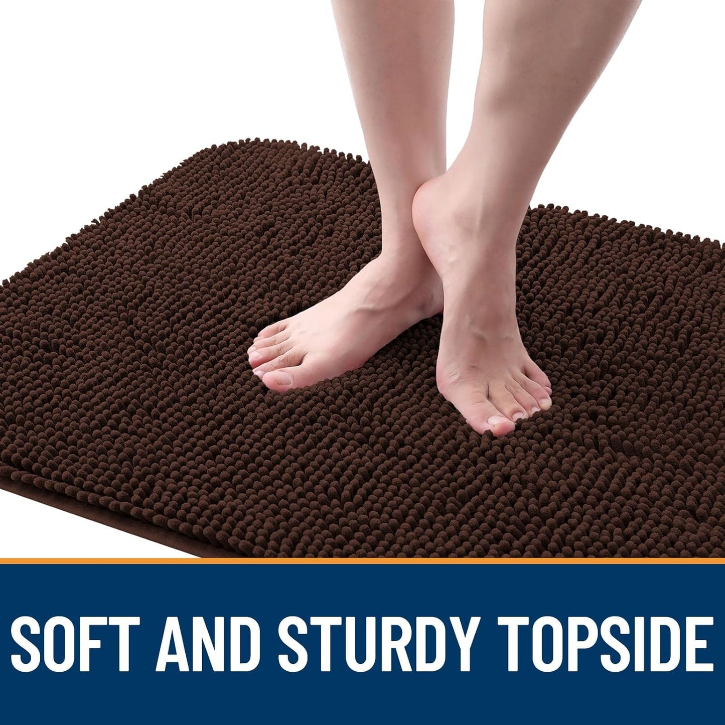 OLANLY Dog Door Mat - Absorbent Non-Slip Washable Chenille Mat for Muddy Paws | 47x17 Inches, Brown