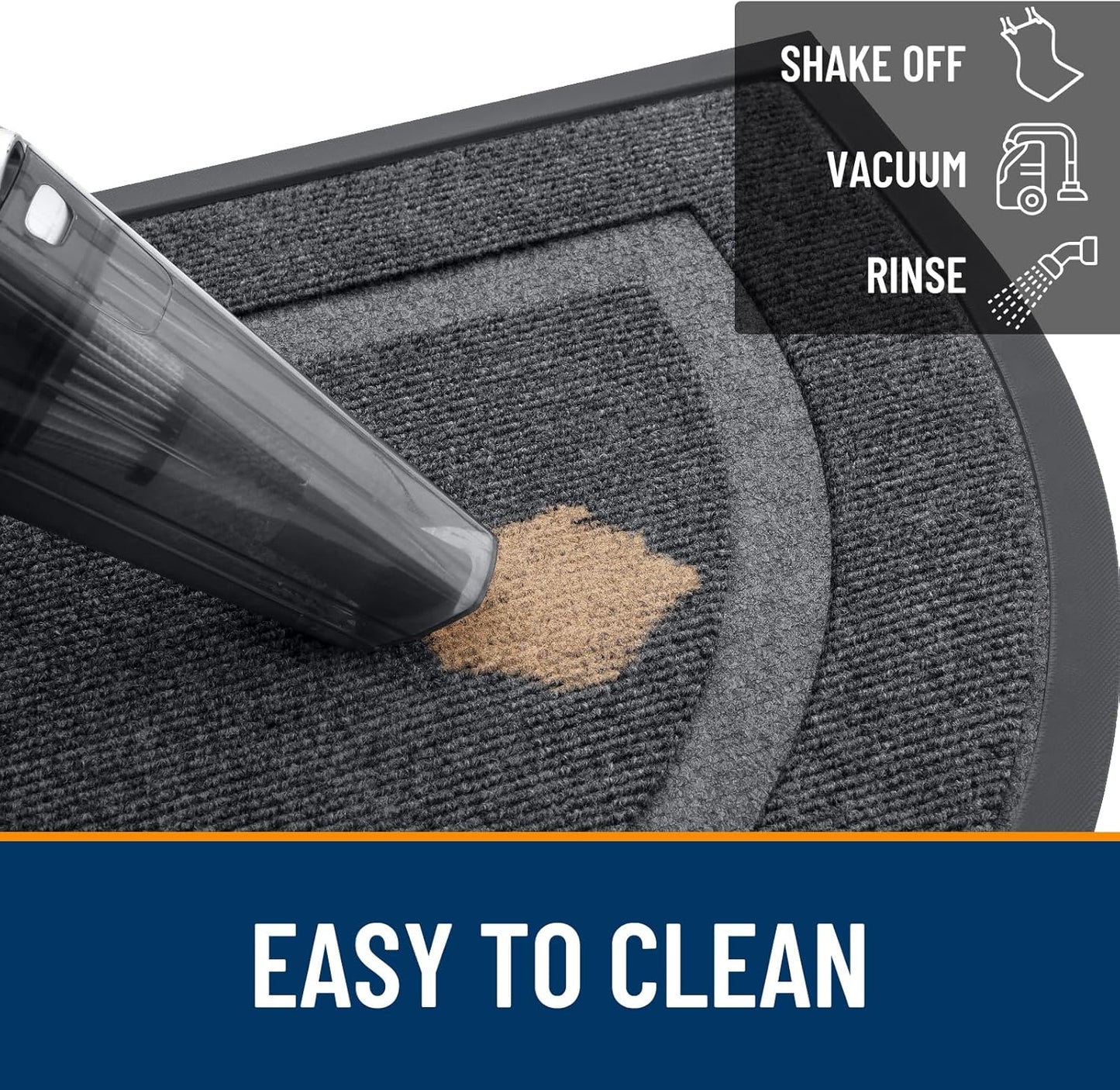 OLANLY Half Circle Door Mat - Waterproof All-Season Indoor/Outdoor Welcome Mat | 36x24, Grey