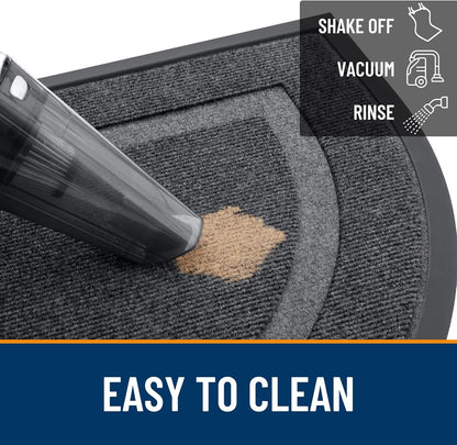 OLANLY Half Circle Door Mat - Waterproof All-Season Indoor/Outdoor Welcome Mat | 29.5x17, Grey