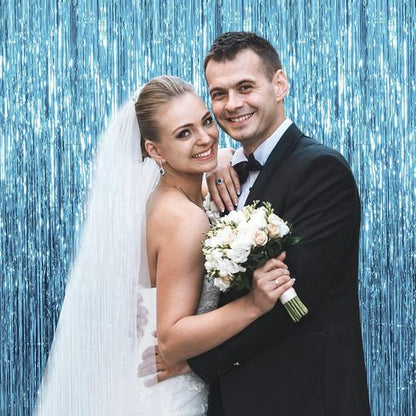 Blue Backdrop Curtain Tinsel Streamers by [Brand Name] - Ocean Themed Party Decor | 5 Pack for Birthdays & Graduations