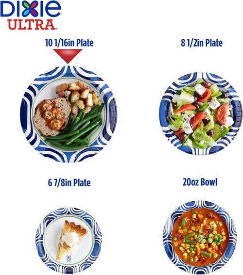 Dixie Ultra Large Paper Plates - 10 Inch, 44 Count | Heavy Duty, Microwave-Safe & Soak-Proof