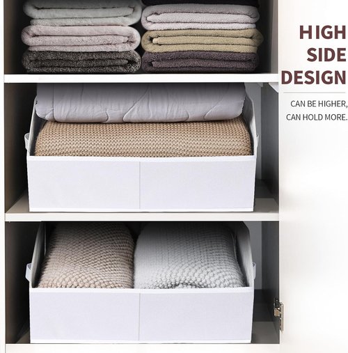 Homsorout Decorative Storage Baskets - Trapezoid Closet Bins with Handles | 3-Pack, White for Organization