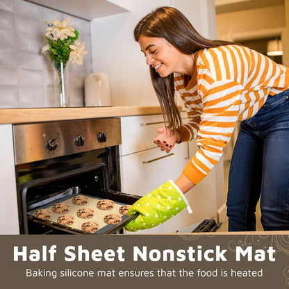 Skiennix Silicone Baking Mats - Non-Stick, Reusable Half Sheet for Cookies & Pastries | 4 Pack