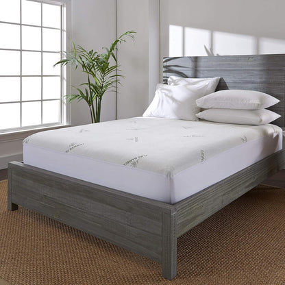 PURE BAMBOO Queen Mattress Protector - Waterproof, Breathable & Noiseless Cover for Moisture & Stain Protection