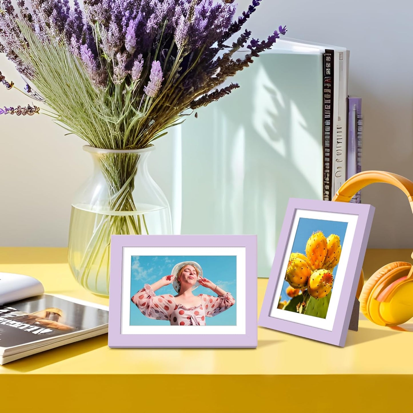 Upsimples 5x7 Picture Frame - Versatile Display for 4x6 Photos with Mat or 5x7 Without | Purple, 1 Pack