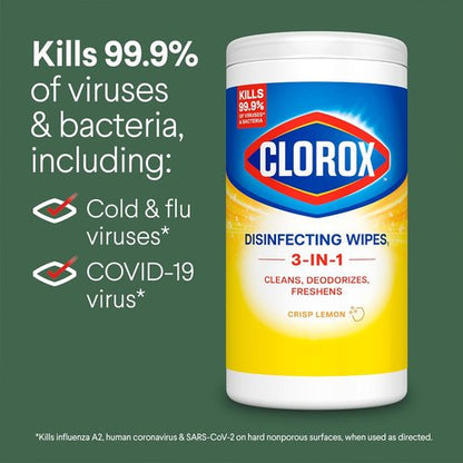 Clorox Disinfecting Cleaning Wipes - Bleach-Free Fresh Scent & Crisp Lemon | 75 Count, Pack of 2