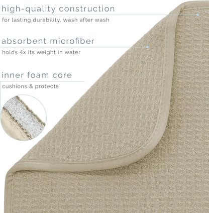 S&T INC. XL Dish Drying Mat - Absorbent Microfiber Kitchen Counter Pad, 18” x 24”, Pure Cashmere