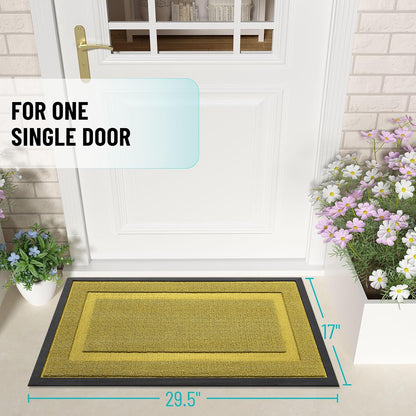 OLANLY Waterproof Front Door Mat - All-Season Natural Rubber Doormat | Easy Clean, Low Profile, 29.5x17, Lime Green