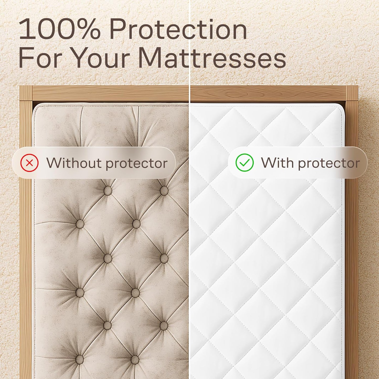 Niagara Cotton Mattress Pad - Ultra Plush Cooling Protector for Queen Size 60x80 | Fits 20-Inch Deep Mattresses
