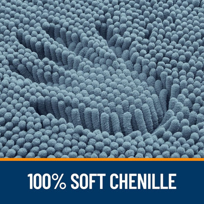 OLANLY Bathroom Runner Rugs - Soft Absorbent Chenille Bath Mats | Quick Dry, Machine Washable, 44x24, Airy Blue