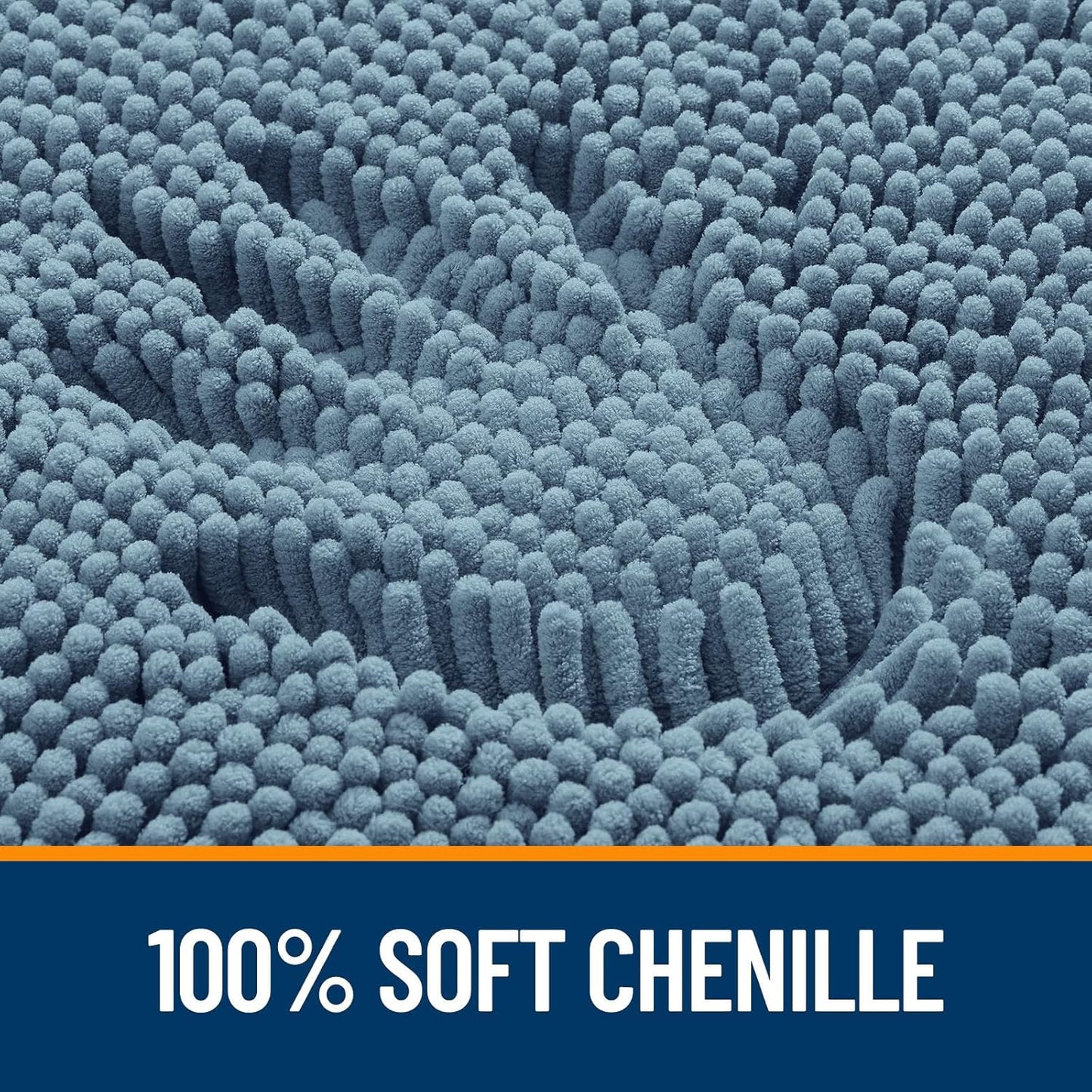 OLANLY Bathroom Runner Rugs - Soft Absorbent Chenille Bath Mats | Quick-Dry Rubber Backing, 59x24, Airy Blue