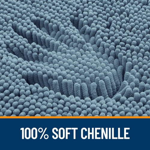 OLANLY Toilet Rugs U-Shaped 24x20, Extra Soft Absorbent Chenille Contour Bathroom Rugs for Toilet, Dry Quickly, Machine Washable, Non-Slip Bath Mat, Airy Blue