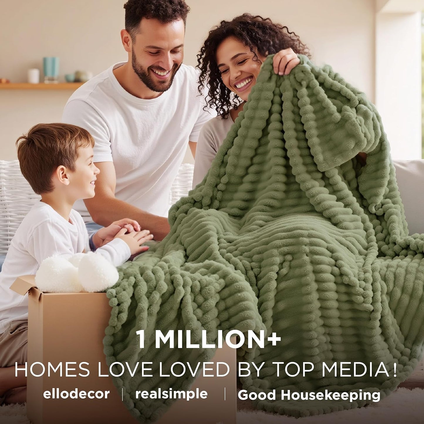 Bedsure GentleSoft California King Size Blanket - Cozy Fleece Throw in Moss, 102x96 Inches for Ultimate Comfort