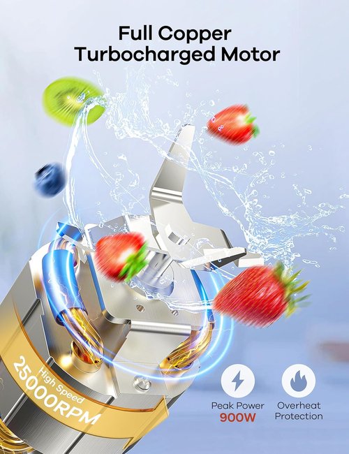 Ganiza Blender - Personal Smoothie Maker with 3 Portable Cups | 14-Piece Set for Nutritious Shakes