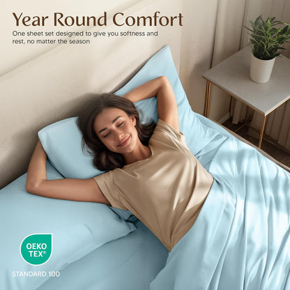 Utopia Bedding Twin Sheet Set - Soft & Breathable Microfiber, 3-Piece Bed Sheets | Ice Blue