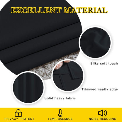 NICETOWN Black Blackout Curtains 30 inch Curtains for Kitchen, Grommet Cafe Curtains Solid Window Treatments Sound Reducing for Bedroom, 2 Panels, W37 x L30, 2 Panels