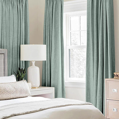 MIULEE Blackout Curtains - 100% Thermal Insulated Linen Texture Drapes | Seafoam Green, 52x45 Inch (2 Panels)