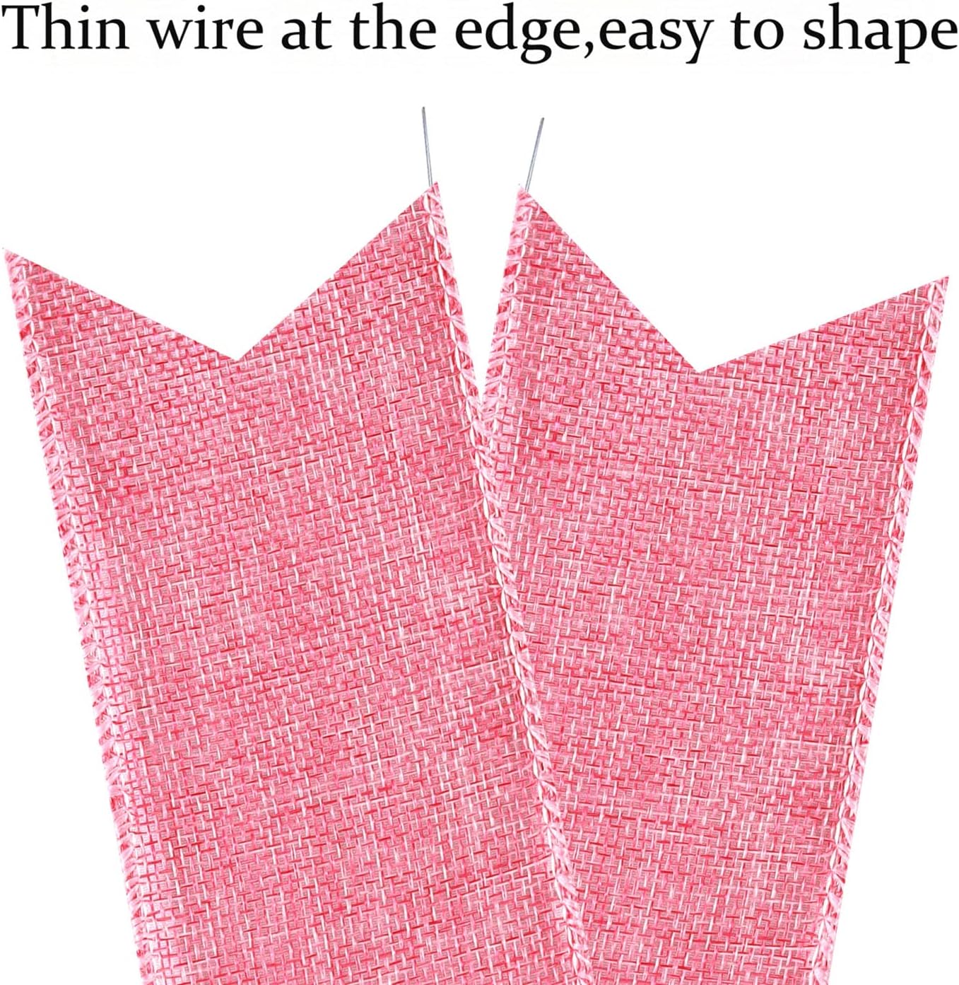 Skiennix Large Pink Easter Wreath Bows - Spring Tree Topper Decor with Burlap & Glitter | 2 Pcs Set