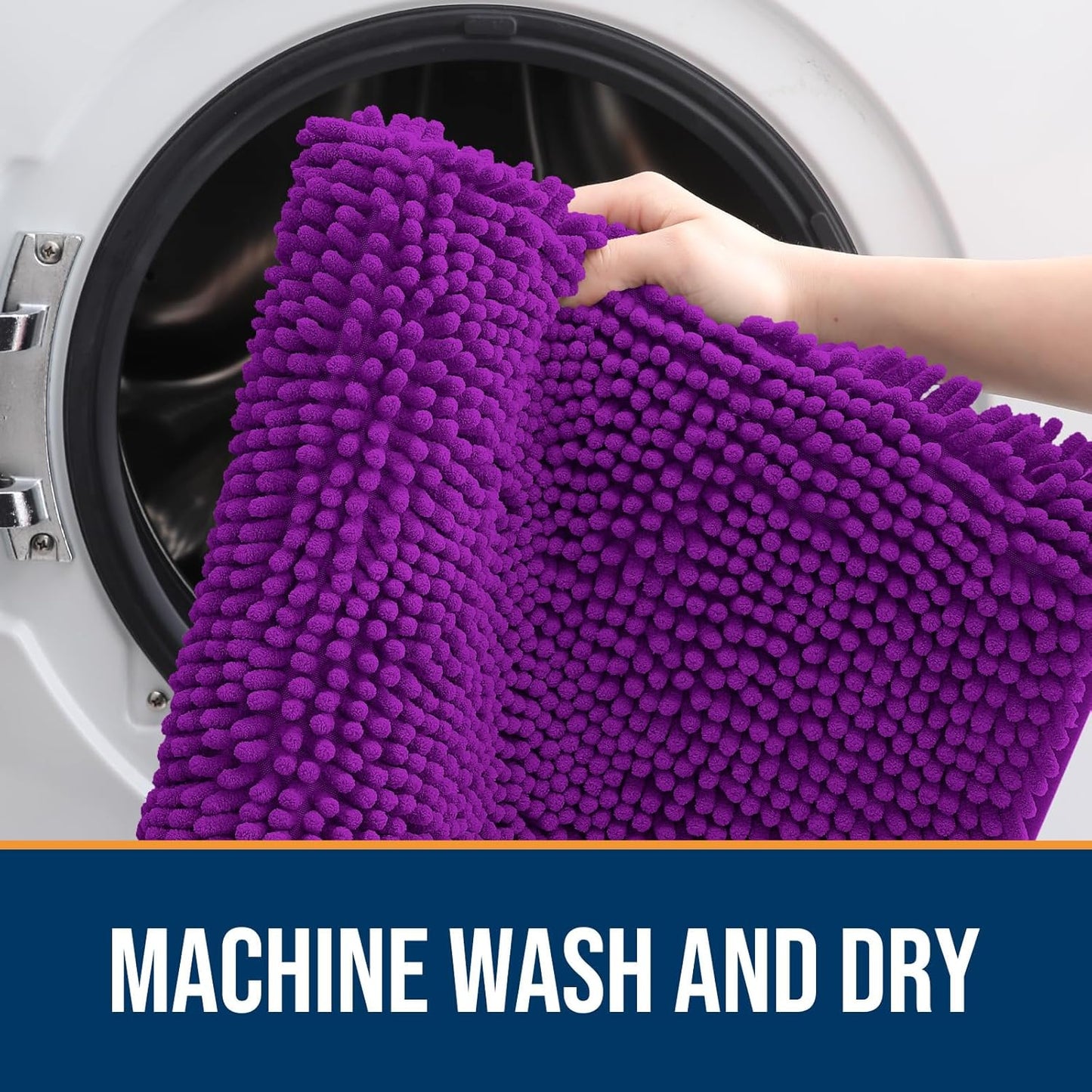 OLANLY Dog Door Mat - Absorbent Non-Slip Washable Chenille Mat for Muddy Paws | 47x17, Purple