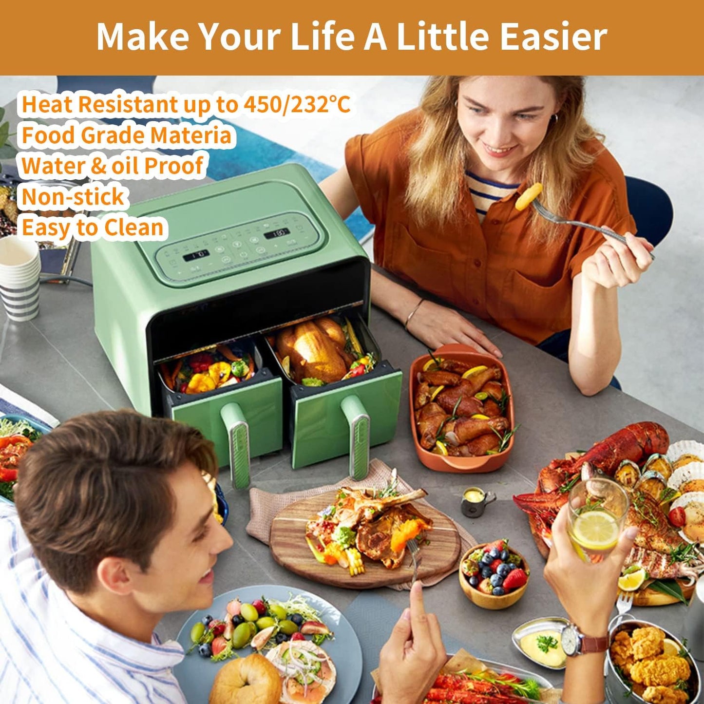 Ninja Air Fryer Liners - 150PCS Disposable Baking Parchment Paper for Dual Air Fryer DZ201/401