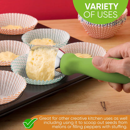Spring Chef Heavy Duty Ice Cream Scoop - Non-Slip Handle for Easy Serving | Dishwasher Safe, Professional Quality