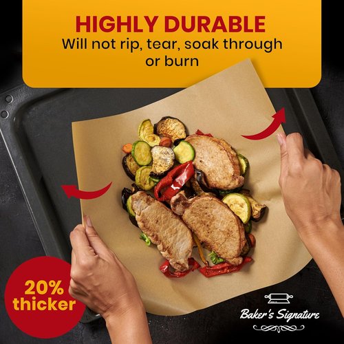 Baker's Signature Parchment Paper Sheets - 125 Pcs, 9x13 Inch, Unbleached, Non-Stick & Eco-Friendly