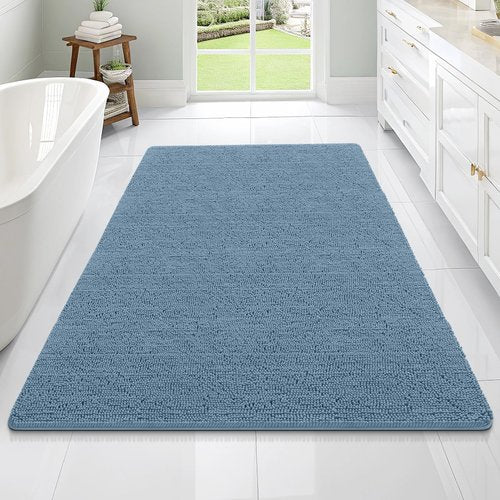 OLANLY Bathroom Rugs 70x46, Extra Soft Absorbent Chenille Bath Rugs, Rubber Backing Quick Dry, Machine Washable Bath Mats for Bathroom Floor, Tub and Shower, Home Decor Accessories, Airy Blue
