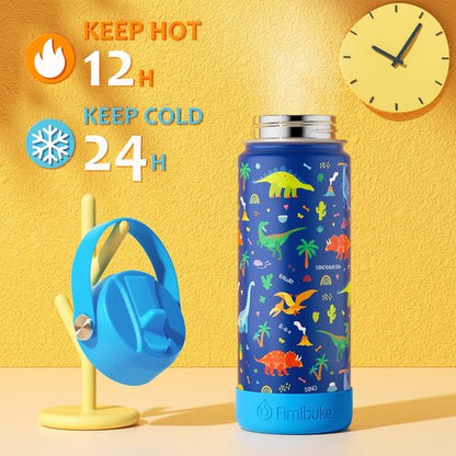 Fimibuke Kids Insulated Water Bottle - 18oz BPA-Free Double Wall Tumbler | Leak-Proof Design for School (2 Pack, Game + Space)