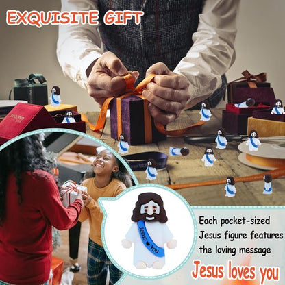 ILHSTY Mini Jesus Figurines - 50 Pcs Rubber Christian Dolls for Easter Egg Hunts | Blue