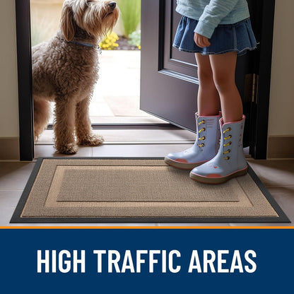 OLANLY Waterproof All-Season Front Door Mat - Sturdy Natural Rubber, Easy Clean | 33x21 Mocha