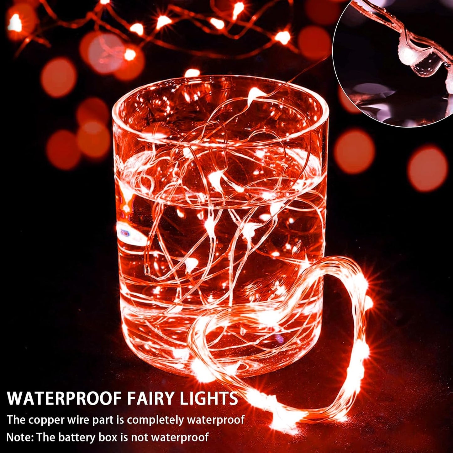 Skiennix 20 LED Red Fairy String Lights - 7Ft Waterproof Twinkle Lights for Parties & Holidays