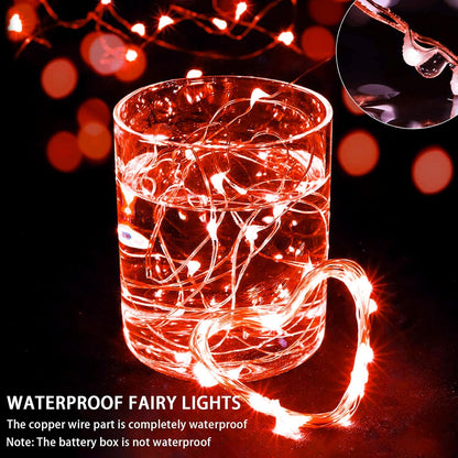 Skiennix 20 LED Red Fairy String Lights - 7Ft Waterproof Twinkle Lights for Parties & Holidays