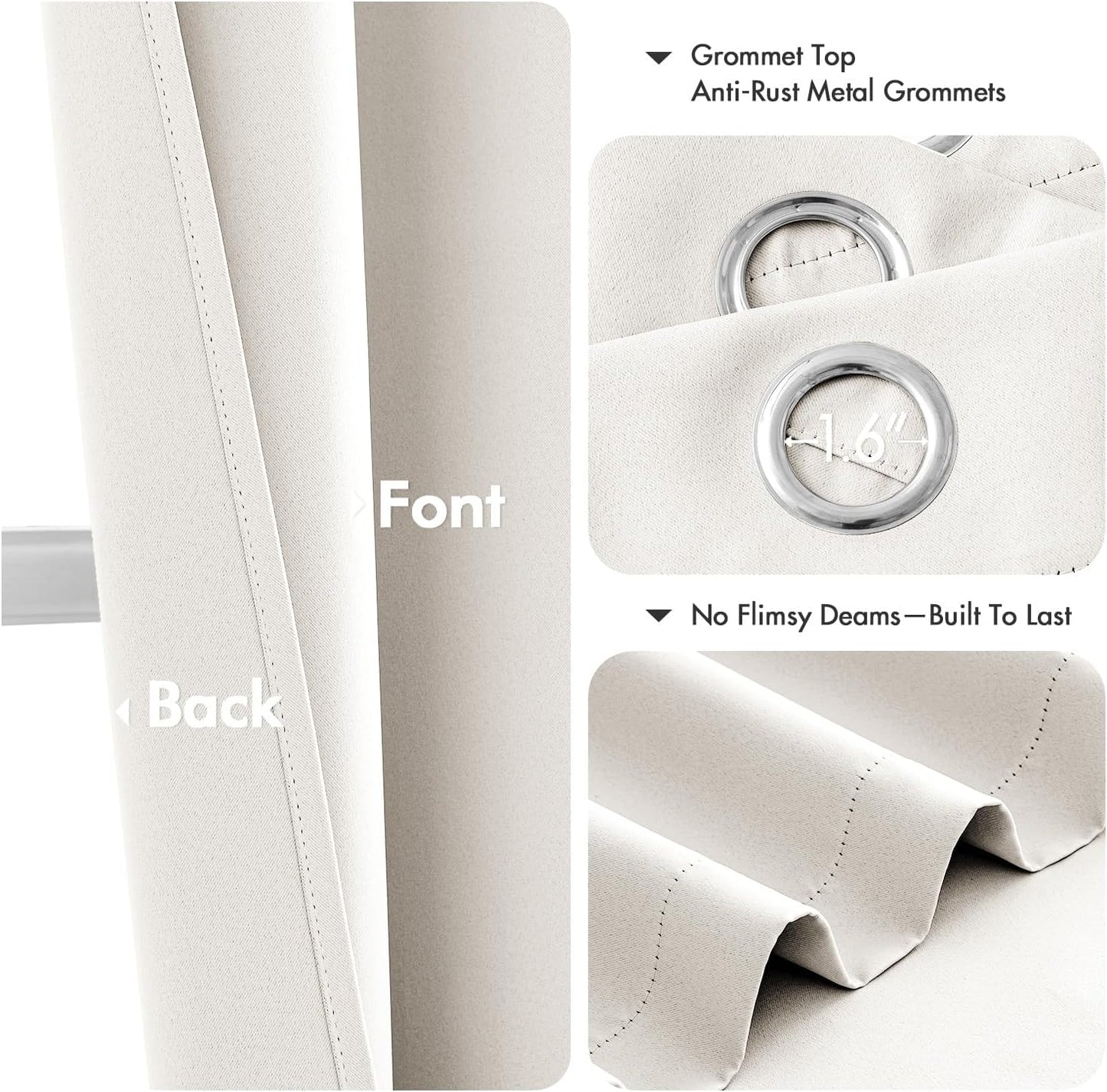 MIULEE Ivory Blackout Curtains - Thermal Insulated Room Darkening Drapes | 72-Inch Length, 2 Panels