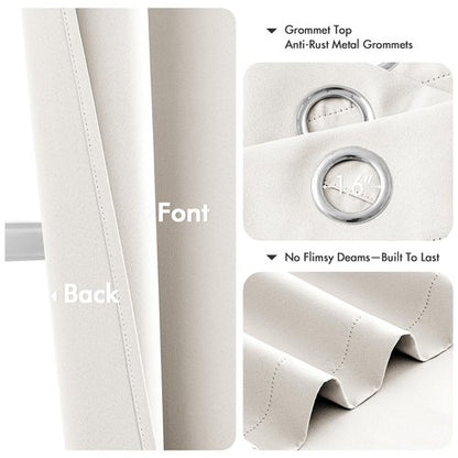 MIULEE Ivory Blackout Curtains for Bedroom Living Room 63 Inches Long 2 Panels, Thermal Insulated Room Darkening Drapes Solid Grommet Noise Reduction Light Blocking Window Treatments 40x63 Inch
