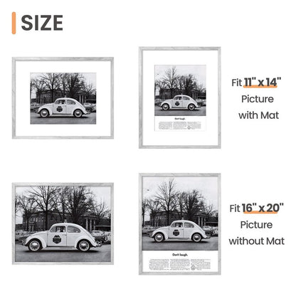 upsimples 16x20 Picture Frame, Display Pictures 11x14 with Mat or 16 x 20 Without, Wall Hanging Poster Frame, Gray, 1 Pack