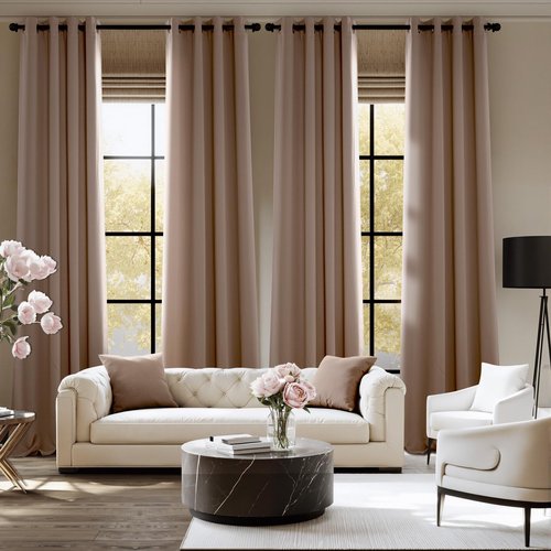 NICETOWN Room Darkening Draperies Curtains Panels, 2 Panels Cappuccino W52 x L63