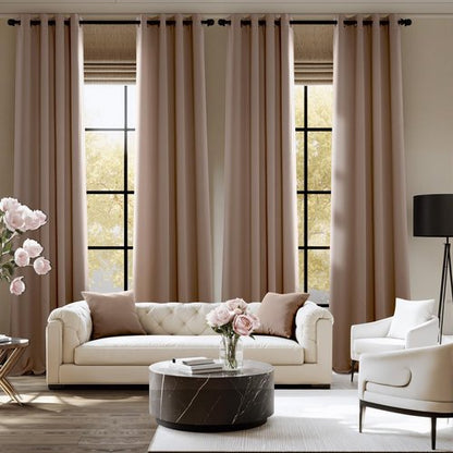 NICETOWN Room Darkening Draperies Curtains Panels, 2 Panels Cappuccino W52 x L63