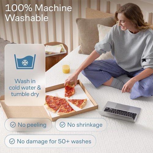 100% Waterproof Queen Mattress Protector - Noiseless Bamboo Viscose for Ultimate Spill & Stain Defense | White